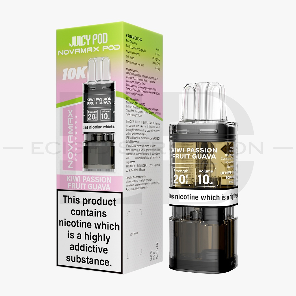 Juicy Pod Novamax 10K Refillable Pod - Kiwi Passion Fruit Guava 