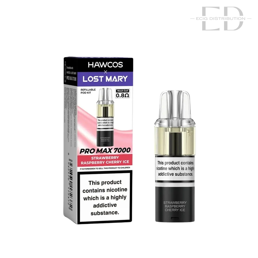 Lost Mary Hawcos Pro Max 7000 Refillable Pod - Strawberry Raspberry Cherry Ice 