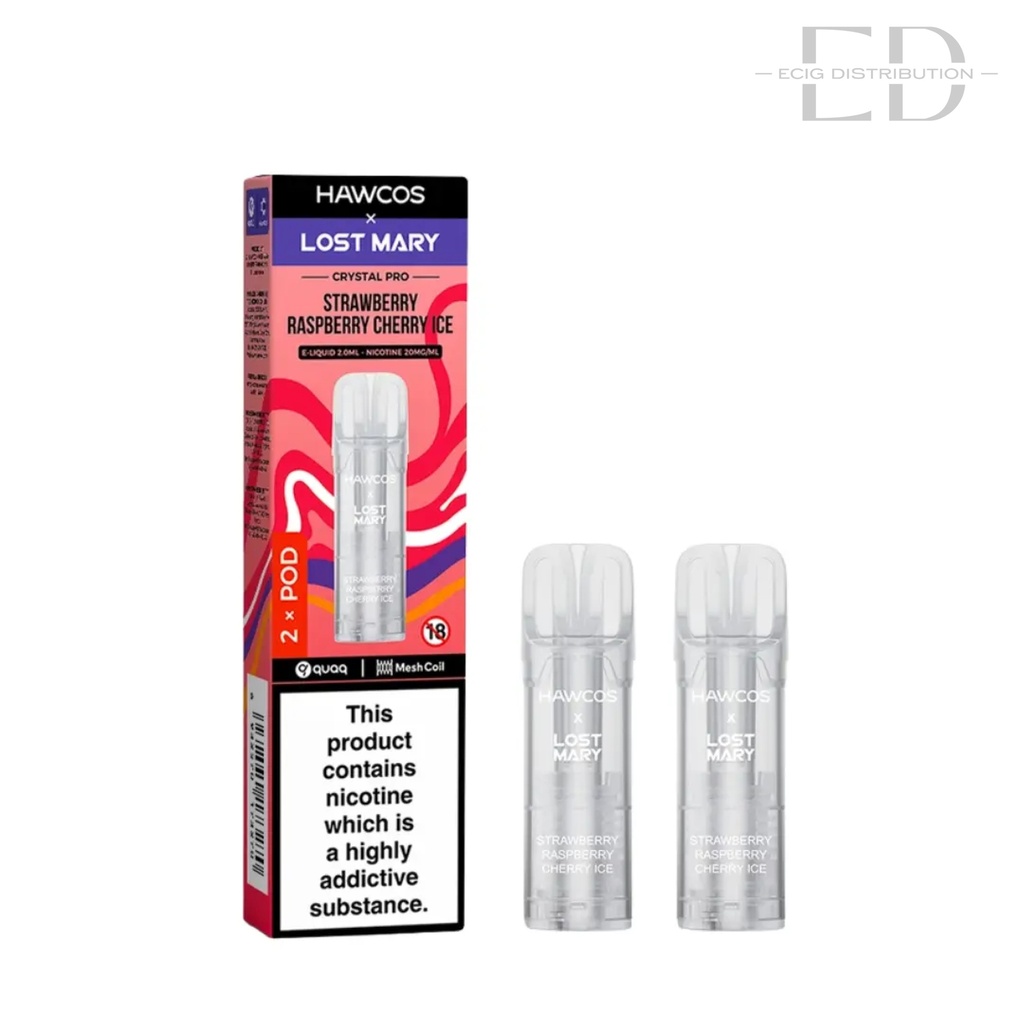 Lost Mary Hawcos Crystal Pro Refillable Pod 2Pcs/Pack - Strawberry Raspberry Cherry Ice