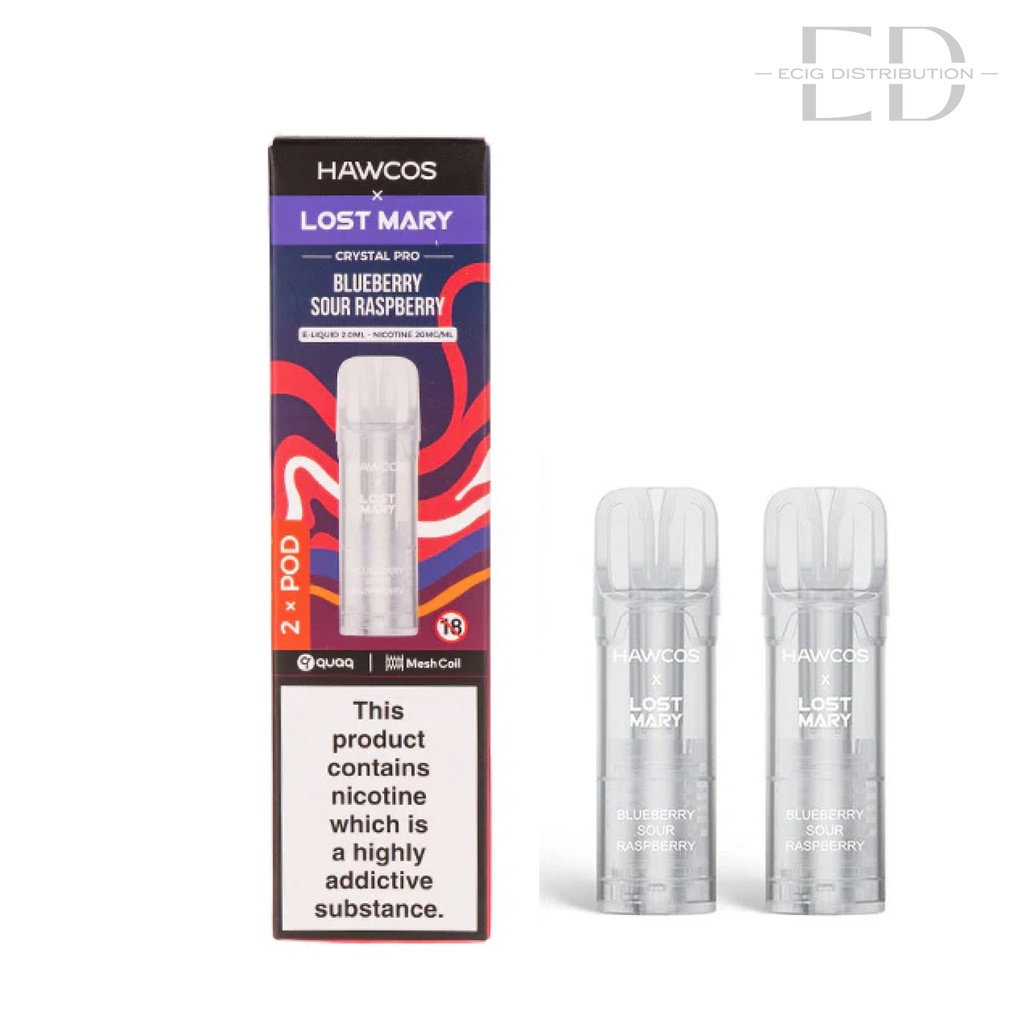 Lost Mary Hawcos Crystal Pro Refillable Pod 2Pcs/Pack - Blueberry Sour Raspberry