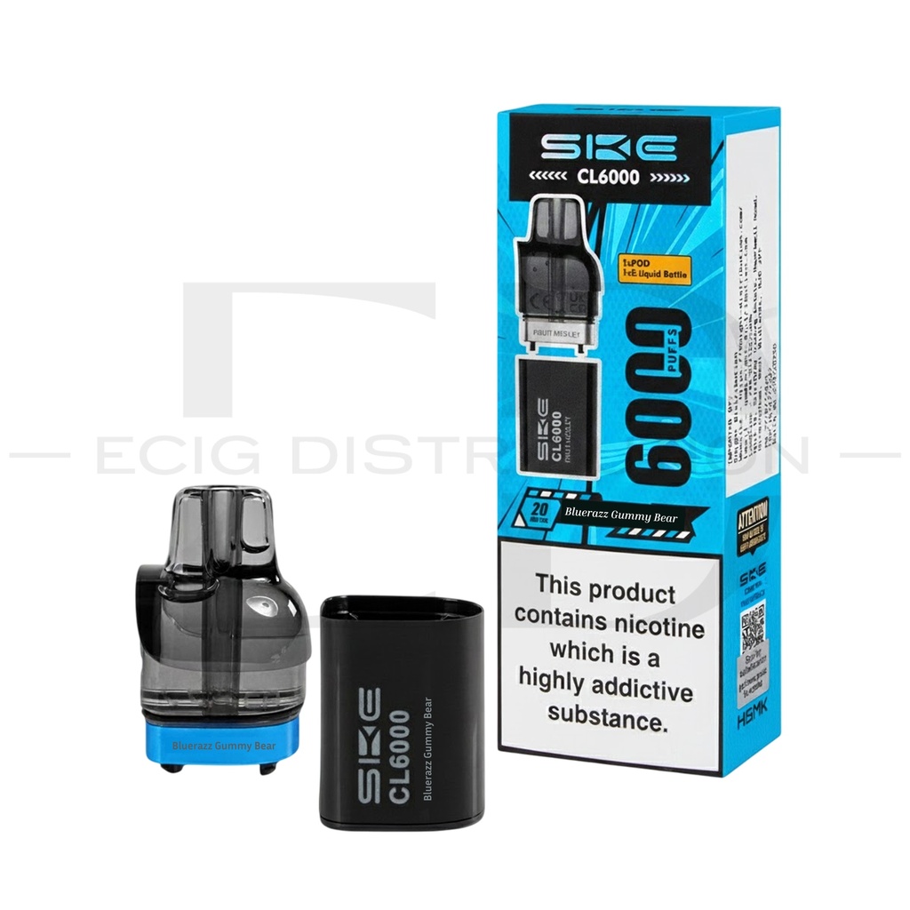 SKE Crystal CL6000 Refillable Pod - Bluerazz Gummy Bear 