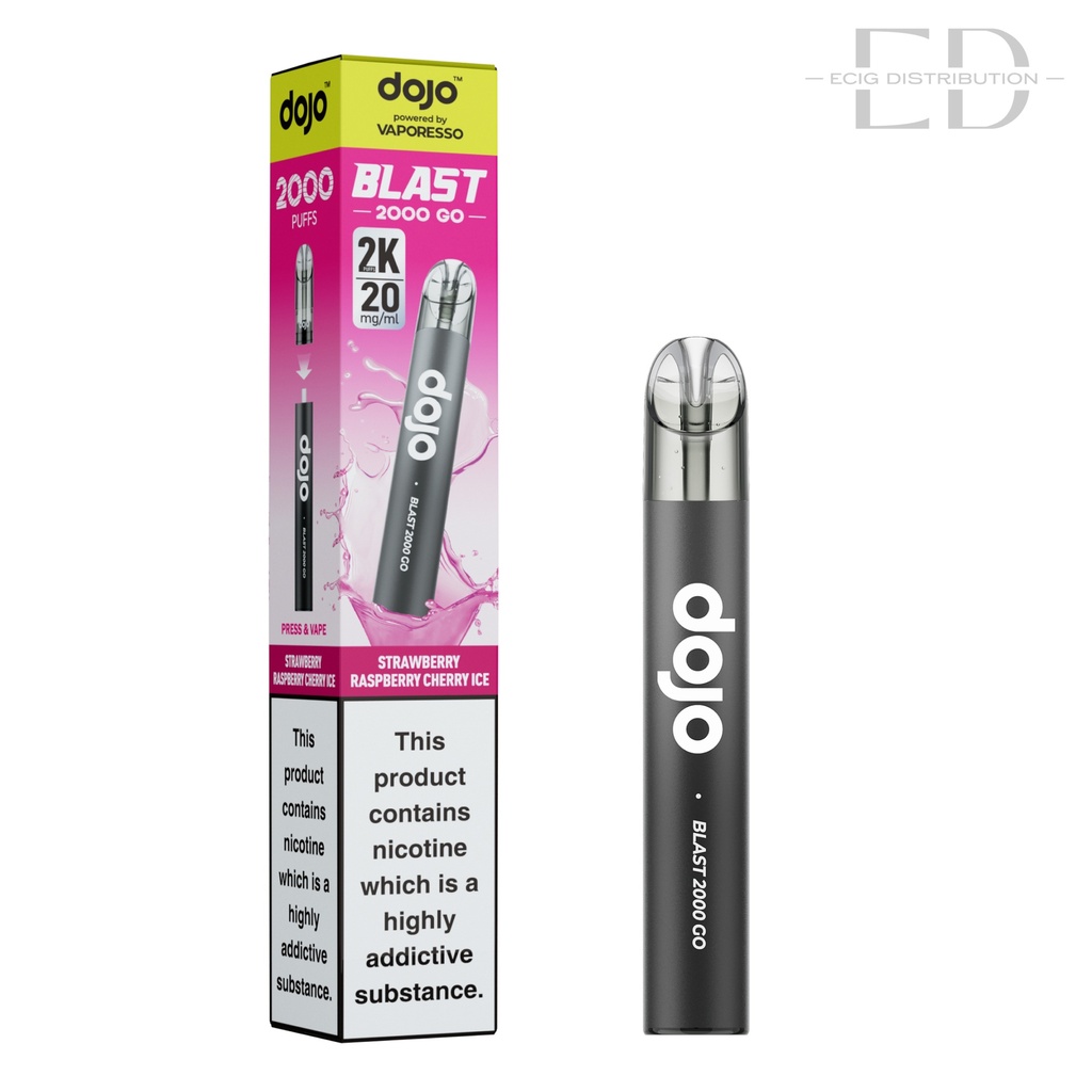 Vaporesso Dojo Blast 2000 Go Transparent Pod Kit - Strawberry Raspberry Cherry Ice 20MG