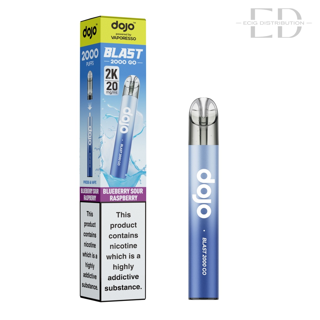 Vaporesso Dojo Blast 2000 Go Transparent Pod Kit - Blueberry Sour Raspberry 20MG
