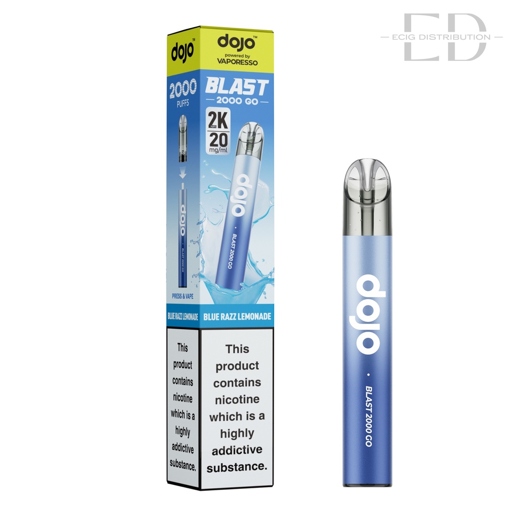 Vaporesso Dojo Blast 2000 Go Transparent Pod Kit - Blue Razz Lemonade 20MG
