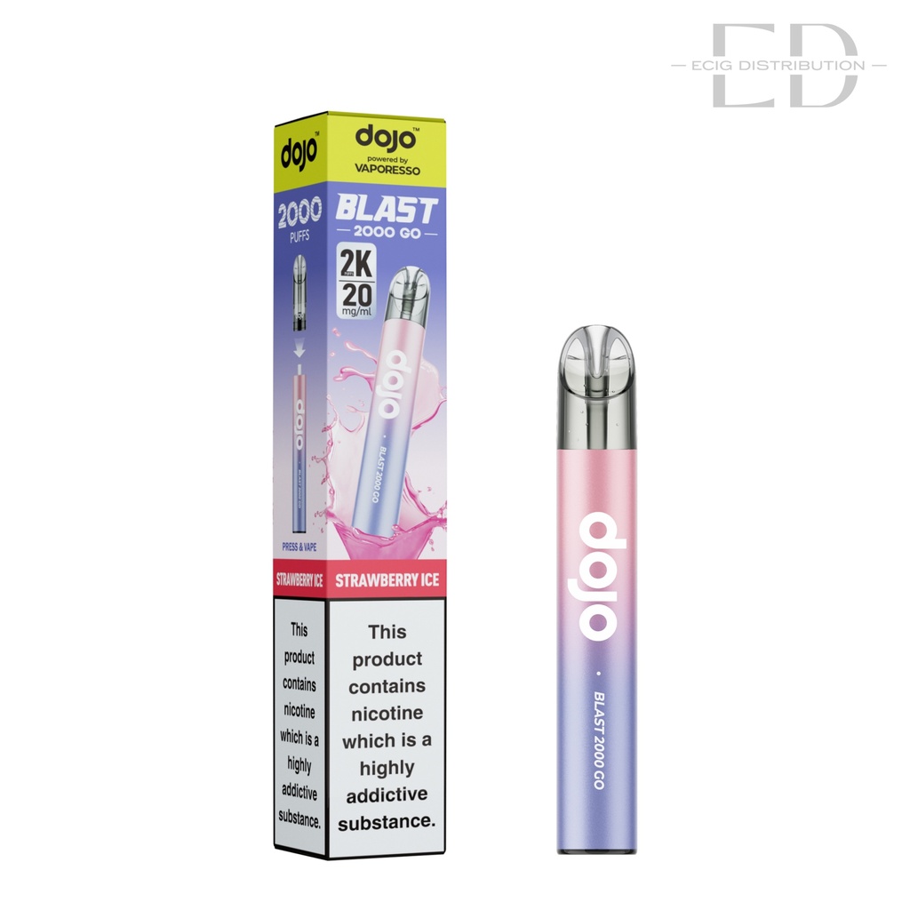 Vaporesso Dojo Blast 2000 Go Transparent Pod Kit - Strawberry Ice 20MG