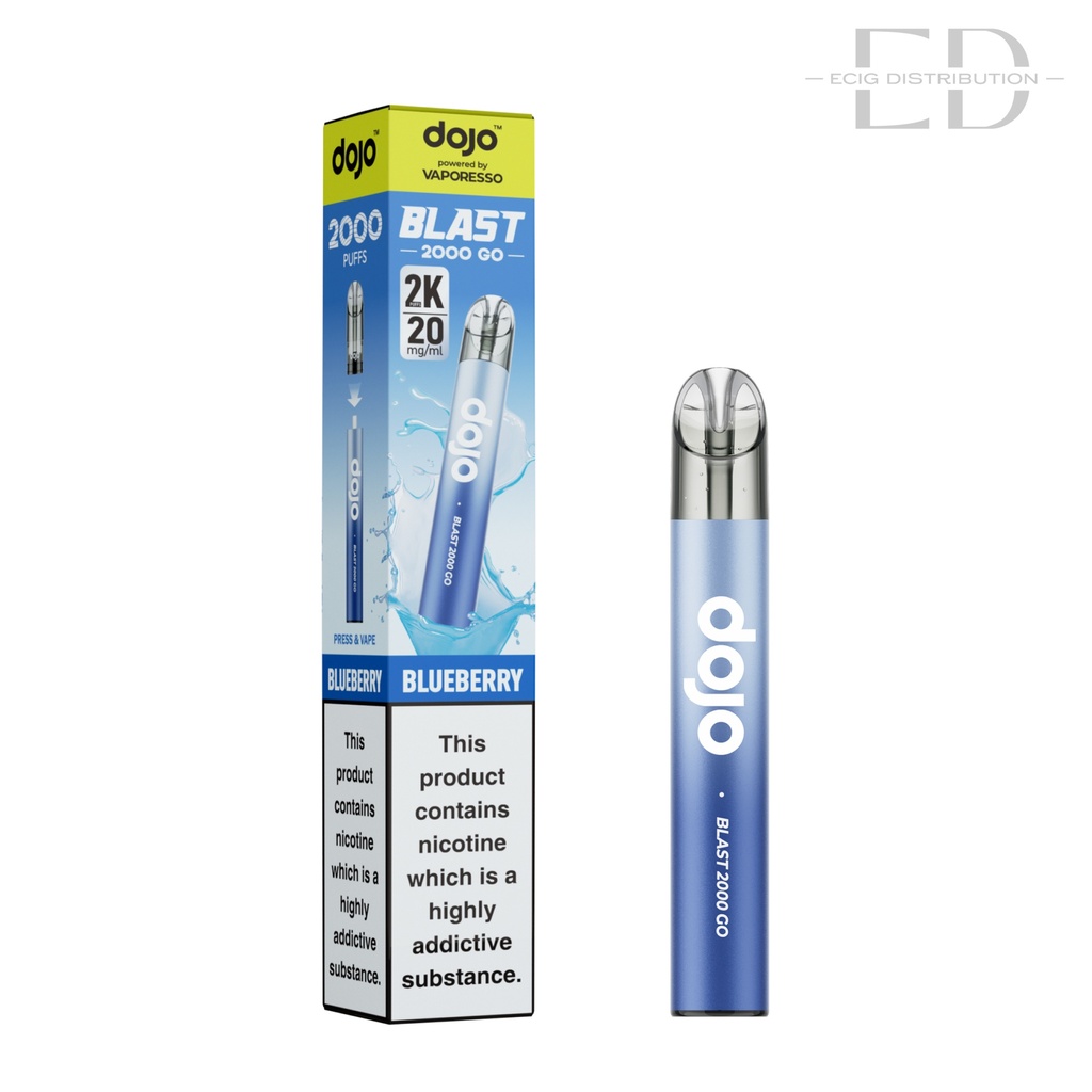 Vaporesso Dojo Blast 2000 Go Transparent Pod Kit - Blueberry 20MG