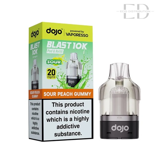 [VAPDBL10KRP-SPG20MG] Vaporesso Dojo Blast 10K Refillable Pod - Sour Peach Gummy 20MG