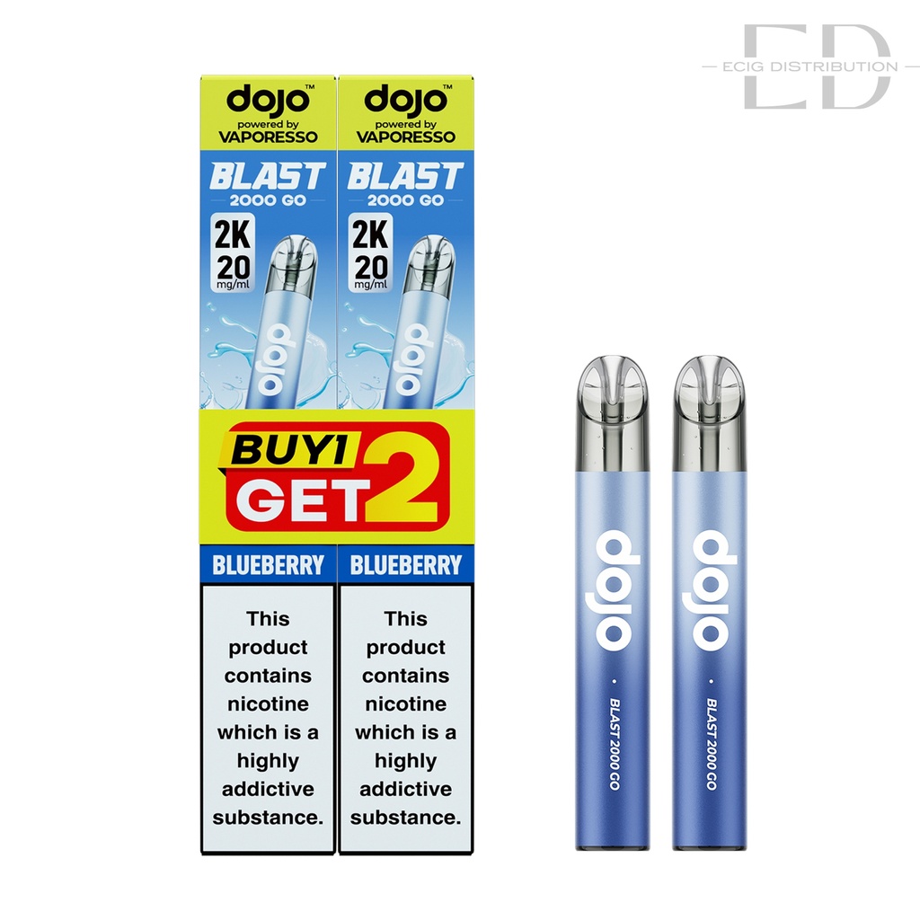 Vaporesso Dojo Blast 2000 Go Transparent Pod Kit Bundle - Blueberry 20MG 