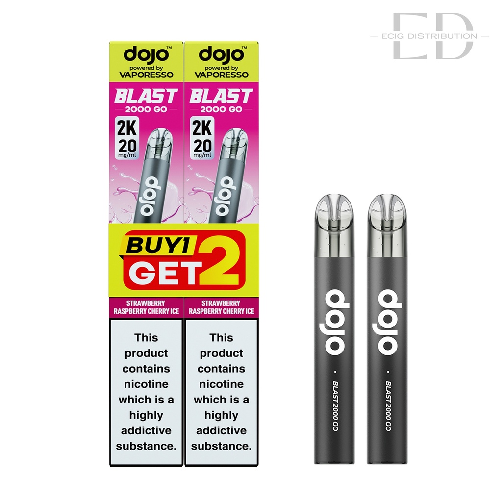 Vaporesso Dojo Blast 2000 Go Transparent Pod Kit Bundle - Strawberry Raspberry Cherry Ice 20MG 
