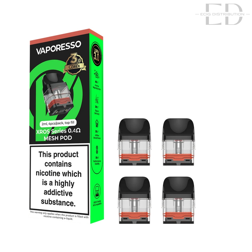 Vaporesso XRos Corex 3.0 Version Mesh Refillable Pod 4Pcs/Pack - 0.4 Ohm 