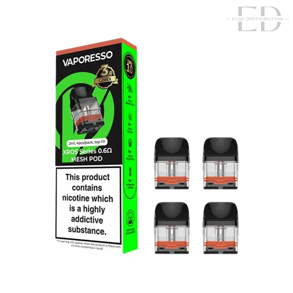 Vaporesso XRos Corex 3.0 Version Mesh Refillable Pod 4Pcs/Pack - 0.6 Ohm 