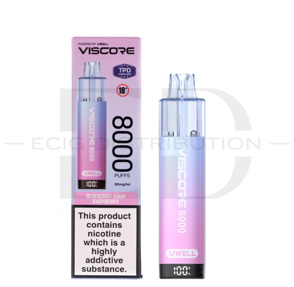 Uwell Viscore 8K Prefilled Kit - Blueberry Sour Raspberry 20MG 
