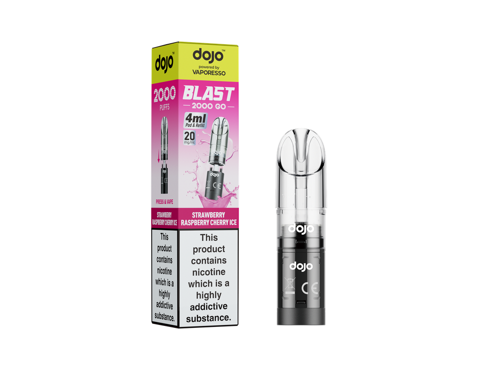 Vaporesso Dojo Blast 2000 Go Transparent Pod - Strawberry Raspberry Cherry Ice 20MG