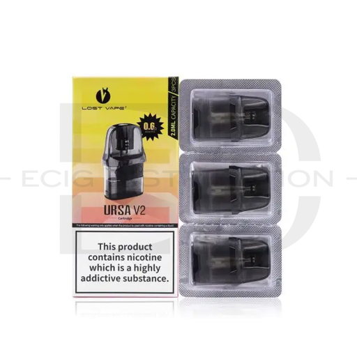 [LOSVURV2RP3Pcs/Pack-0.6OHM] Lost Vape Ursa V2 Refillable Pod 3Pcs/Pack - 0.6 Ohm 