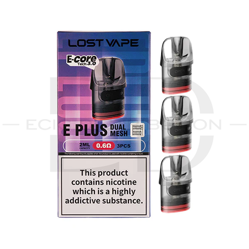 [LOSVEPDMRP3Pcs/Pack-0.6OHM] Lost Vape E Plus Dual Mesh Refillable Pod 3Pcs/Pack - 0.6 Ohm 