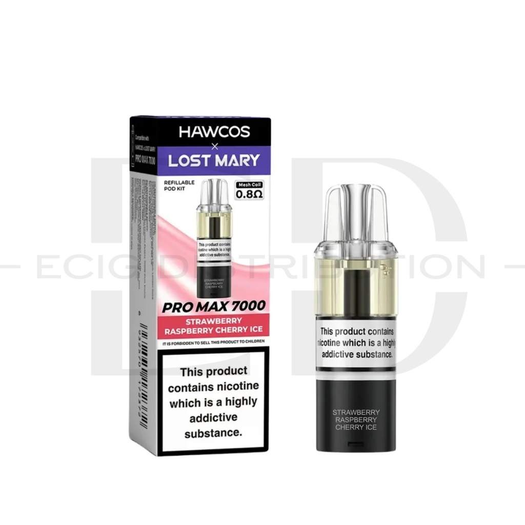 Lost Mary Hawcos Pro Max 7000 Refillable Pod - Strawberry Raspberry Cherry Ice 
