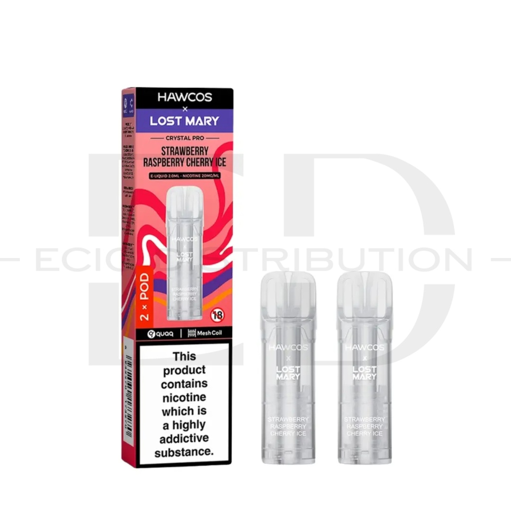 Lost Mary Hawcos Crystal Pro Refillable Pod 2Pcs/Pack - Strawberry Raspberry Cherry Ice