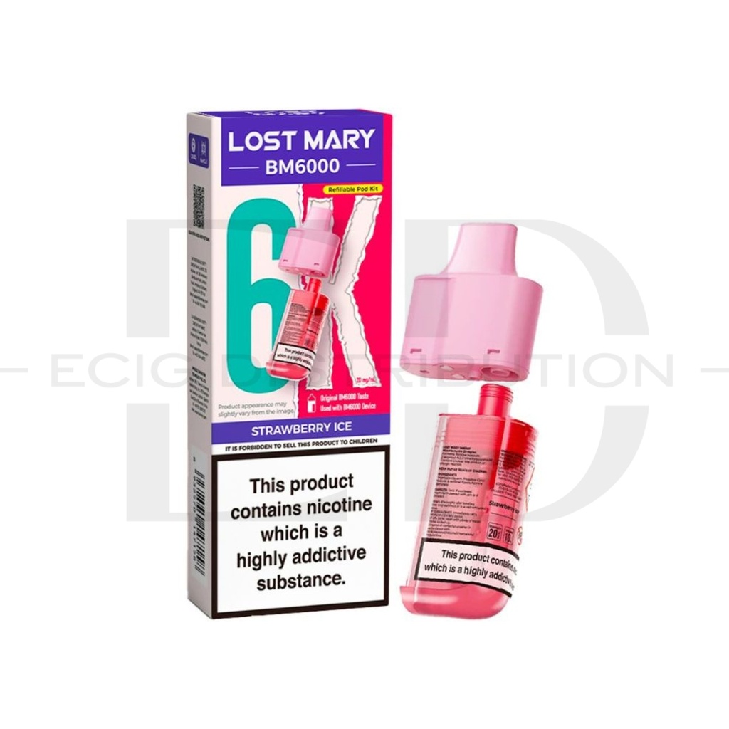 Lost Mary BM6000 Refillable Pod - Strawberry Ice 