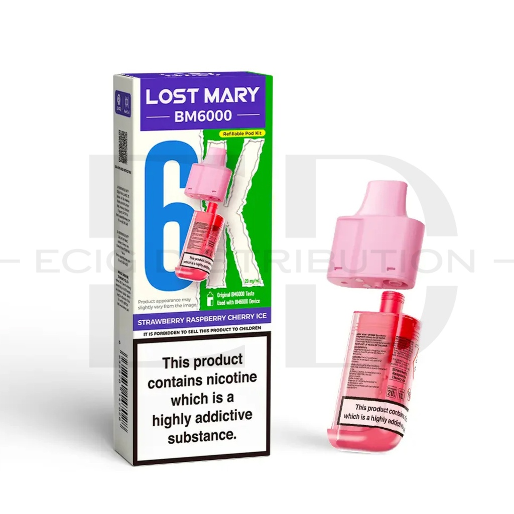 Lost Mary BM6000 Refillable Pod - Strawberry Raspberry Cherry Ice 