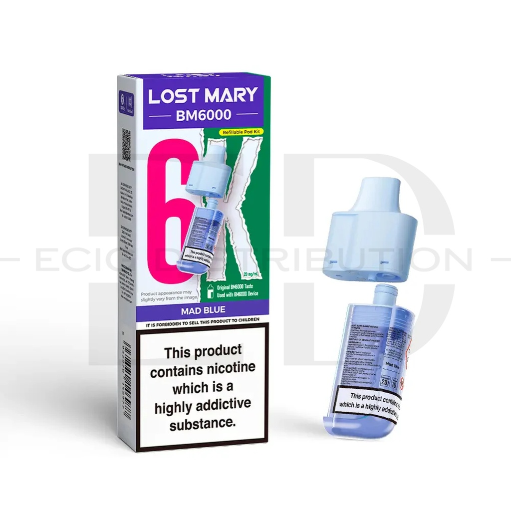 Lost Mary BM6000 Refillable Pod - Mad Blue