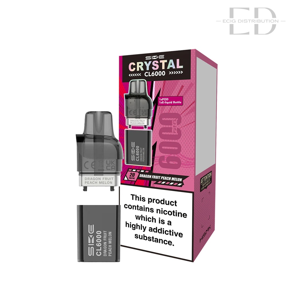 SKE Crystal CL6000 Refillable Pod - Dragon Fruit Peach Melon