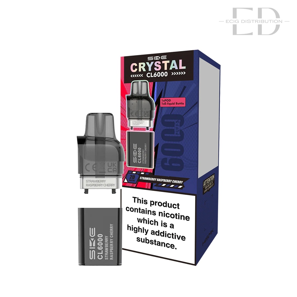 SKE Crystal CL6000 Refillable Pod - Strawberry Raspberry Cherry